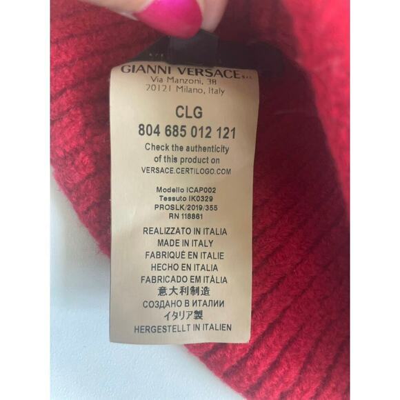 VERSACE KNITTED BEANIE HAT WOOL RED LOGO PATCHED MADE IN ITALY AUTHENTIC‎ ICONIC main image 9